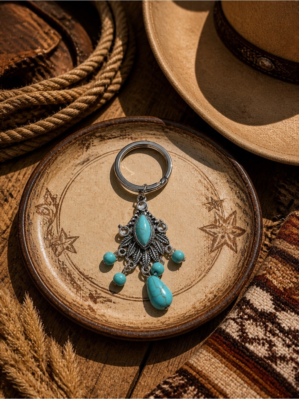 Turquoise Teardrop Filigree Keychain - Women Accessories